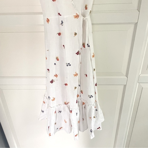 Reformation Veronika fruit print 100% linen white midi dress 26822 - Picture 6 of 12